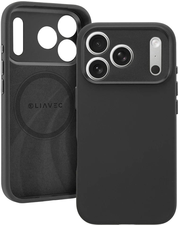 Dėklas Liavec Silk Shield Case with Metal Camera Frame do Iphone 18 Pro Max/17 Pro Max juoda