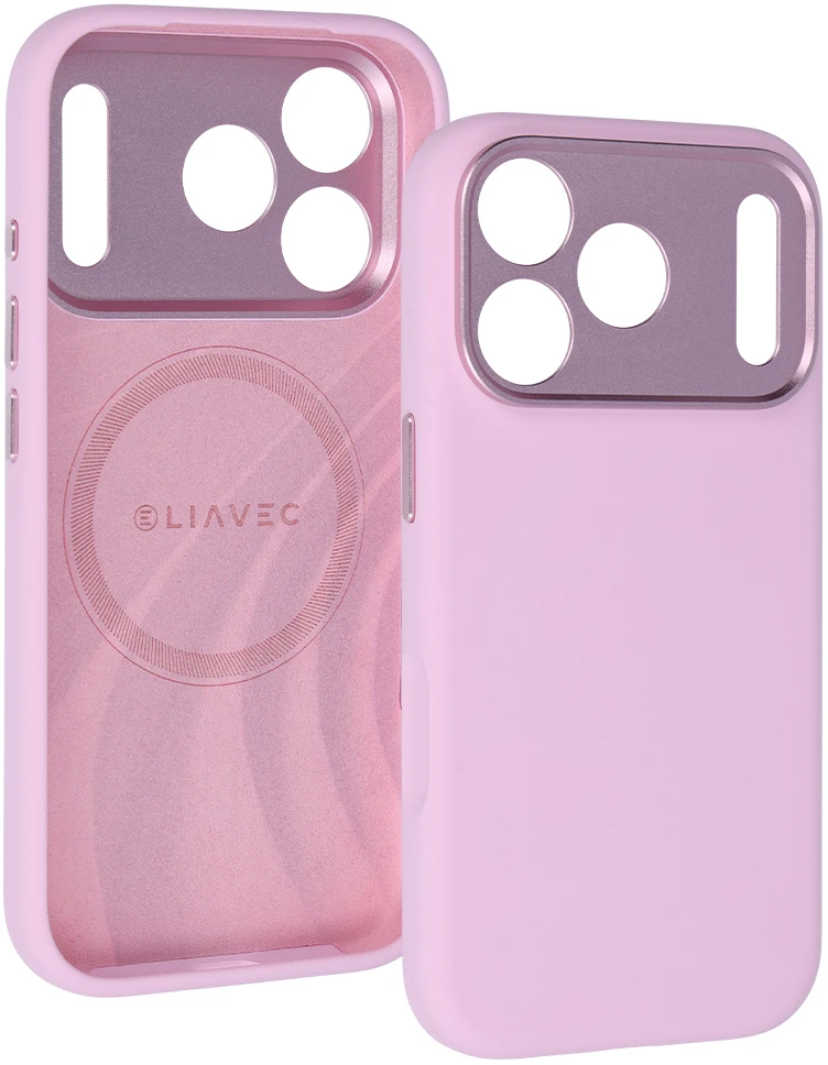 Dėklas Liavec Silk Shield Case with Metal Camera Frame do Iphone 18 Pro Max/17 Pro Max rožinė
