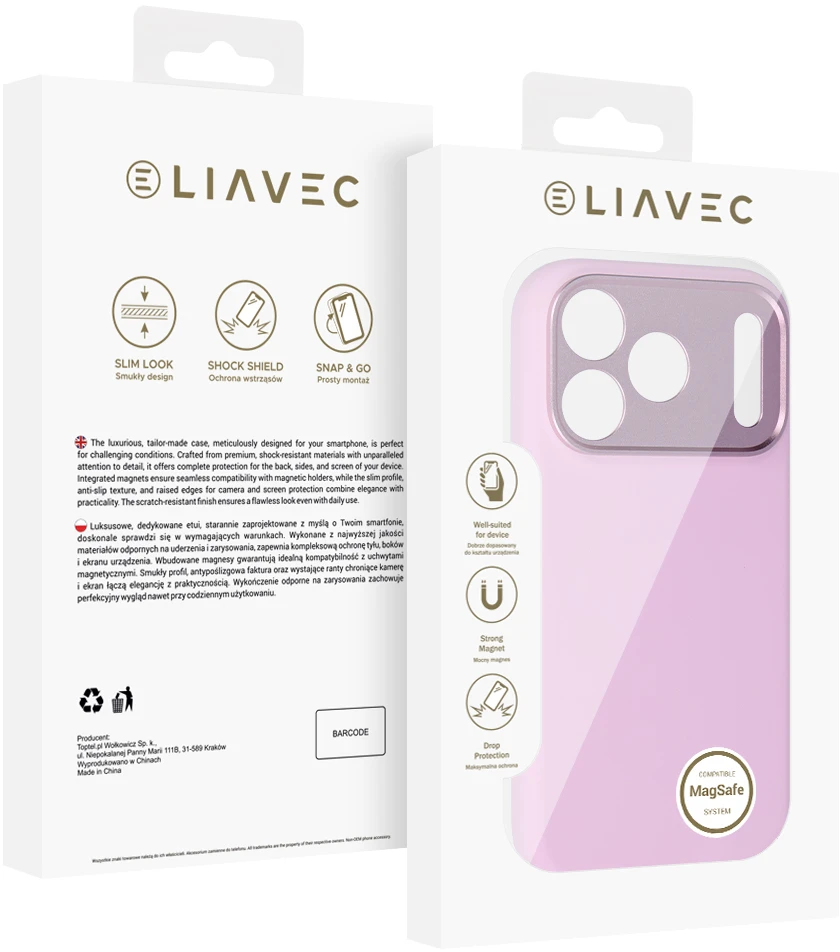 Liavec Silk Shield dėklas su metaliniu kameros rėmeliu, skirtas Iphone 18 Pro/17 Pro, rožinis