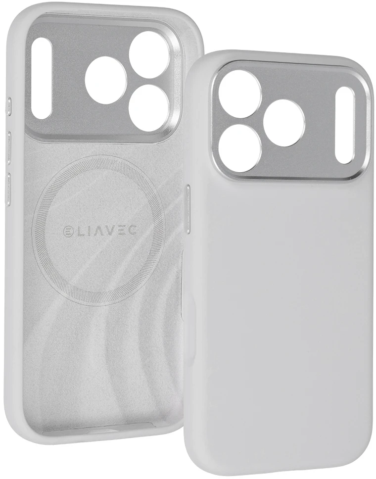 Liavec Silk Shield dėklas su metaliniu kameros rėmeliu, skirtas iPhone 18 Pro Max/17 Pro Max, pilkas