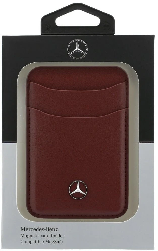 Dėklas Magnetinė kortelių piniginė Mercedes odinė, raudona