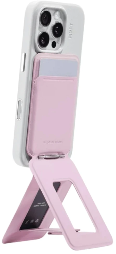 Dėklas Magnetinė piniginė ir telefono stovas Moft Movas Tripod MagSafe rožinis