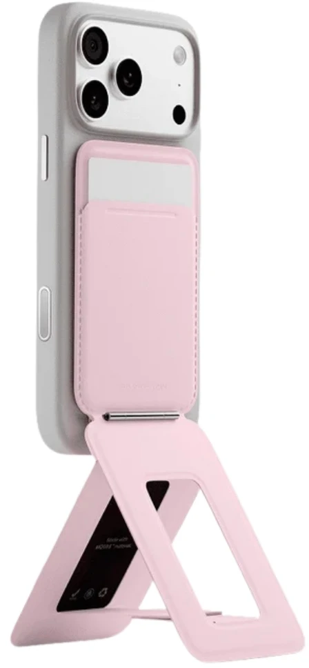 Dėklas Magnetinė piniginė ir telefono stovas Moft Movas Tripod MagSafe rožinis