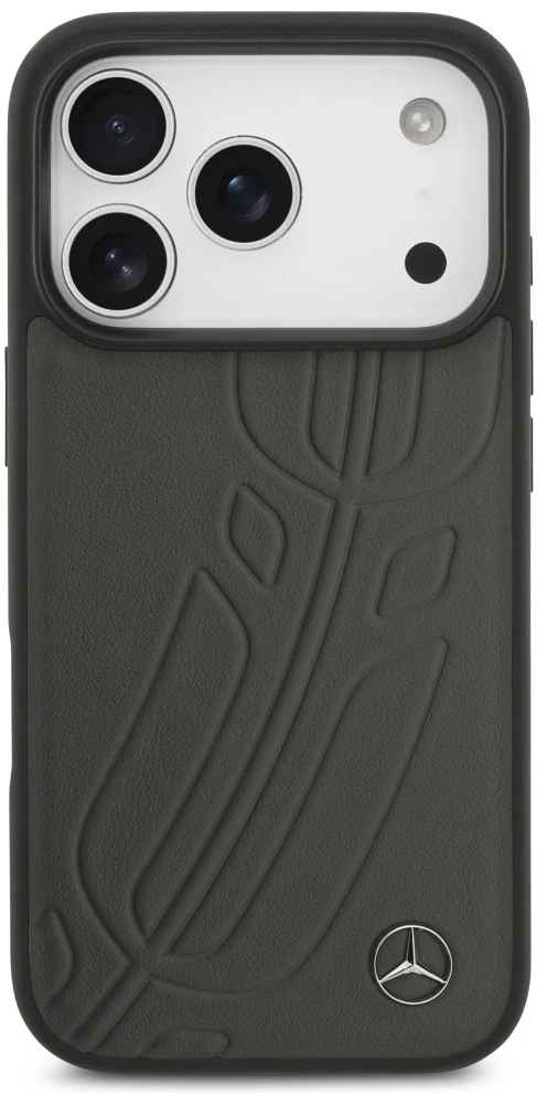 Dėklas Aprašymas „Mercedes Leather Large Laurel Leave MagSafe Apple iPhone 17 Pro Anthracite“