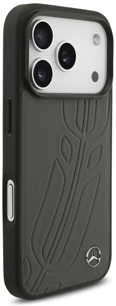 Dėklas Aprašymas „Mercedes Leather Large Laurel Leave MagSafe Apple iPhone 17 Pro Anthracite“