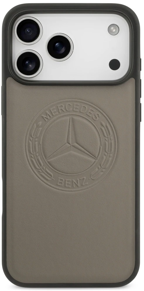Dėklas Mercedes Leather Vintage Logo MagSafe Apple iPhone 17 Pro Max taupe