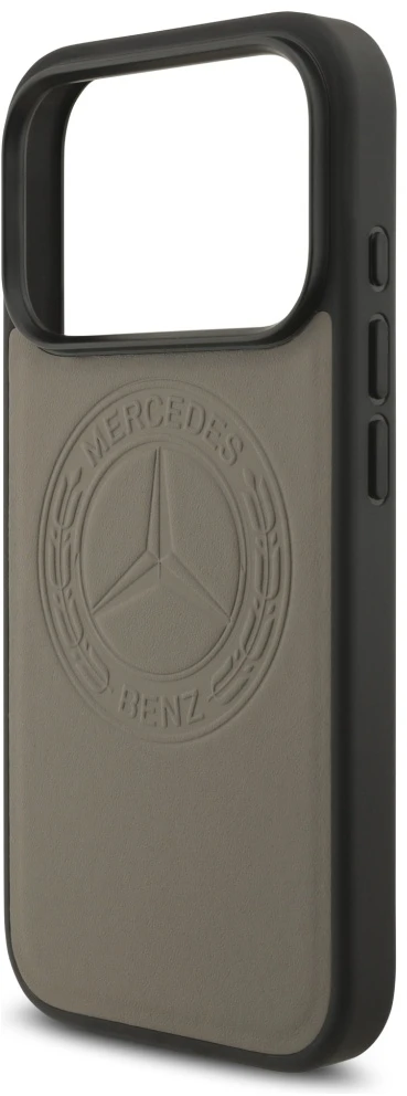Dėklas Mercedes Leather Vintage Logo MagSafe Apple iPhone 17 Pro taupe