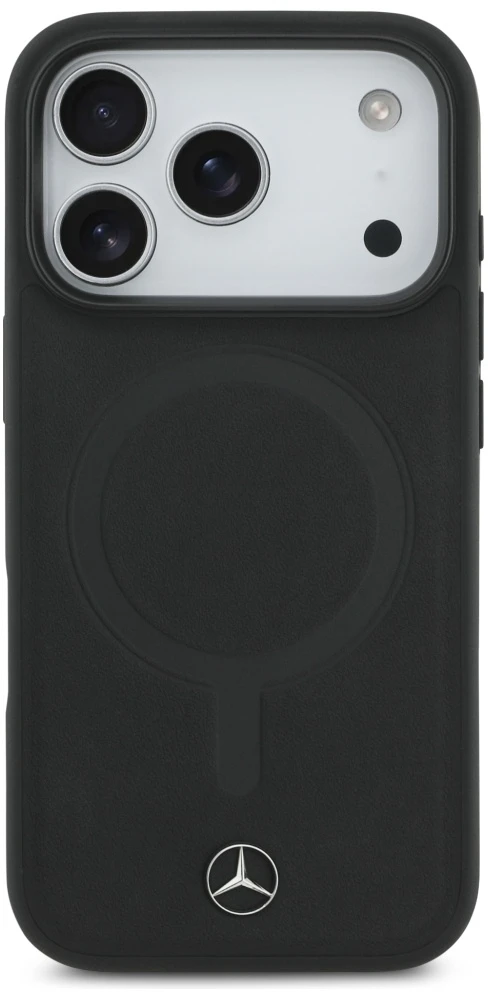 Mercedes Plain Smooth Leather MagSafe dėklas Apple iPhone 17 Pro juodos spalvos
