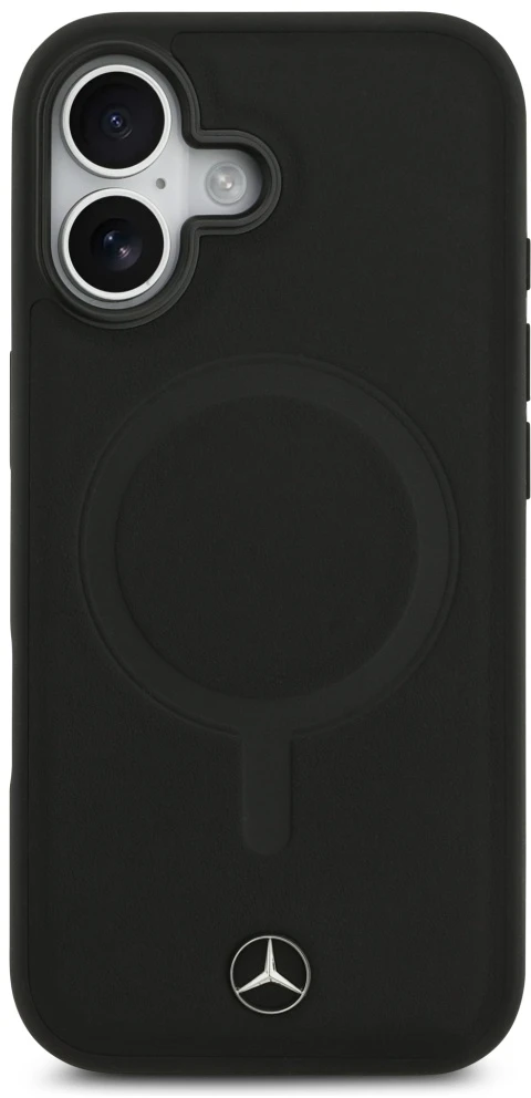 Mercedes Plain Smooth Leather MagSafe dėklas Apple iPhone 17 juodos spalvos