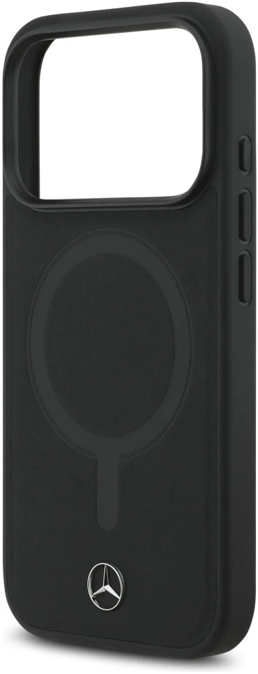Mercedes Plain Smooth Leather MagSafe dėklas Apple iPhone 17 Pro juodos spalvos