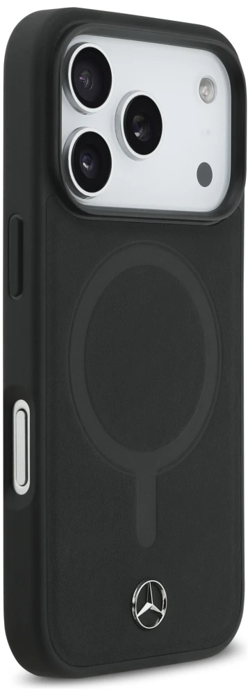 Mercedes Plain Smooth Leather MagSafe dėklas Apple iPhone 17 Pro juodos spalvos