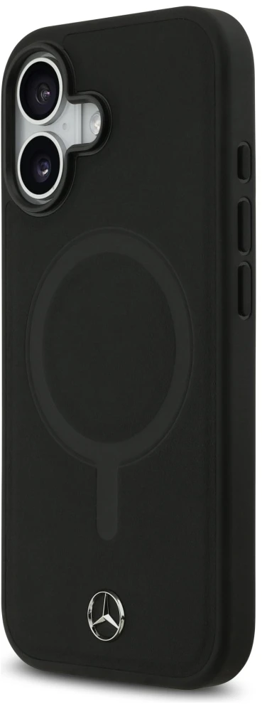 Mercedes Plain Smooth Leather MagSafe dėklas Apple iPhone 17 juodos spalvos