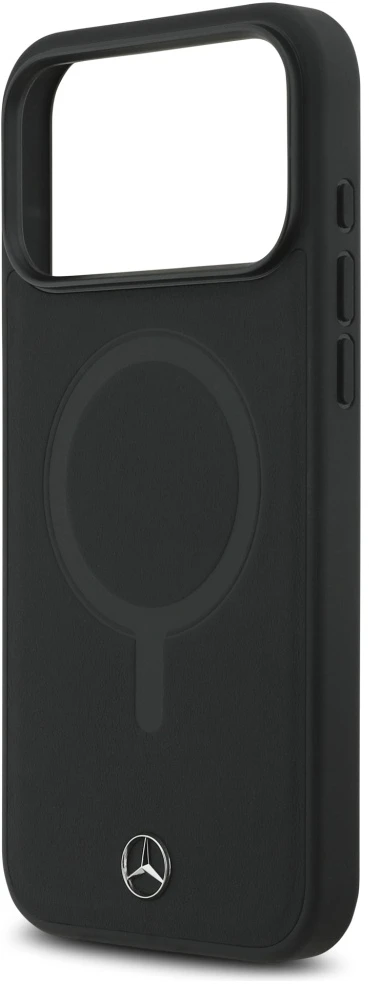 Mercedes Plain Smooth Leather MagSafe dėklas Apple iPhone 17 Pro Max juodos spalvos