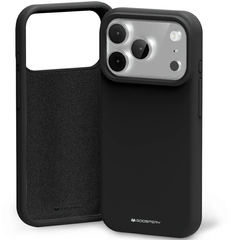 Mercury Silicone dėklas skirtas Apple iPhone 17 Pro juodos spalvos