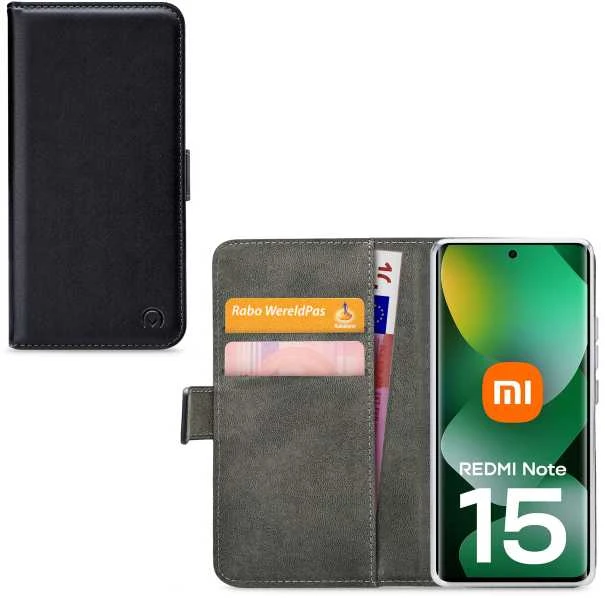„Mobilize Classic“ piniginės formos dėklas „Xiaomi Redmi Note 15 5G“ Juodas