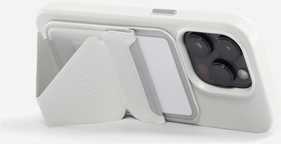 „Moft Movas Snap-On MagSafe“ magnetinė piniginė ir telefono laikiklis, Misty Cove