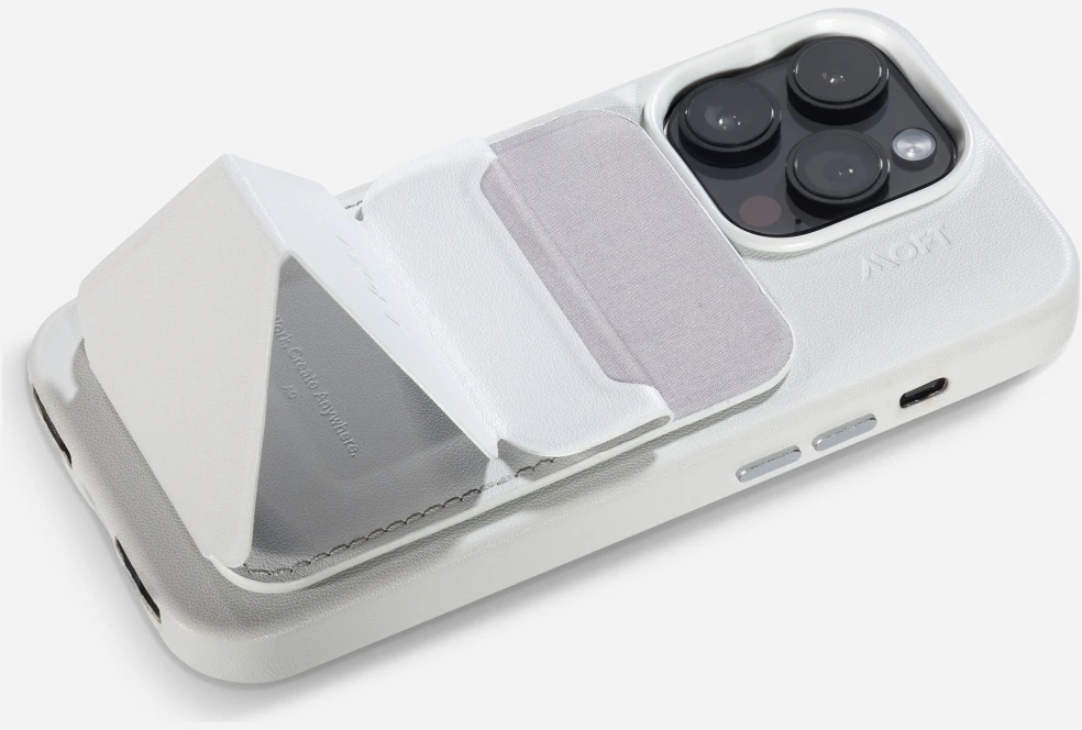 „Moft Movas Snap-On MagSafe“ magnetinė piniginė ir telefono laikiklis, Misty Cove