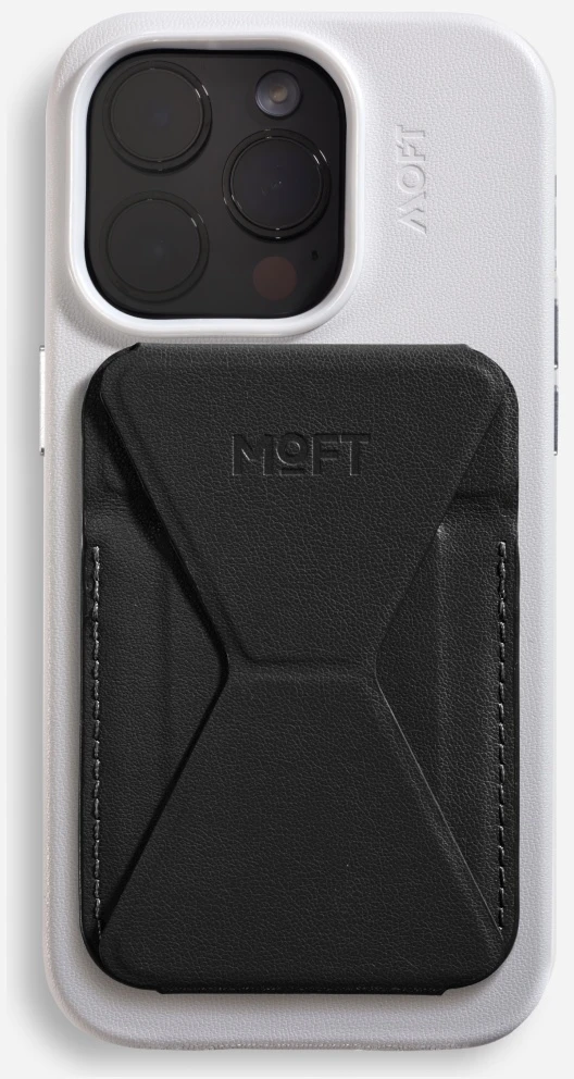 Moft Movas Snap-On MagSafe Magnetic Wallet and Phone Stand juodos spalvos