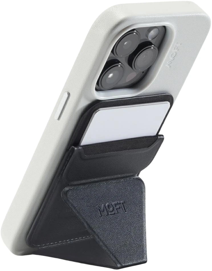 Moft Movas Snap-On MagSafe Magnetic Wallet and Phone Stand juodos spalvos