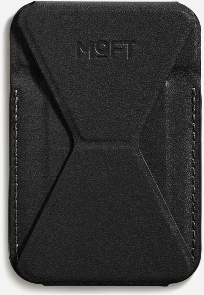 Moft Movas Snap-On MagSafe Magnetic Wallet and Phone Stand juodos spalvos