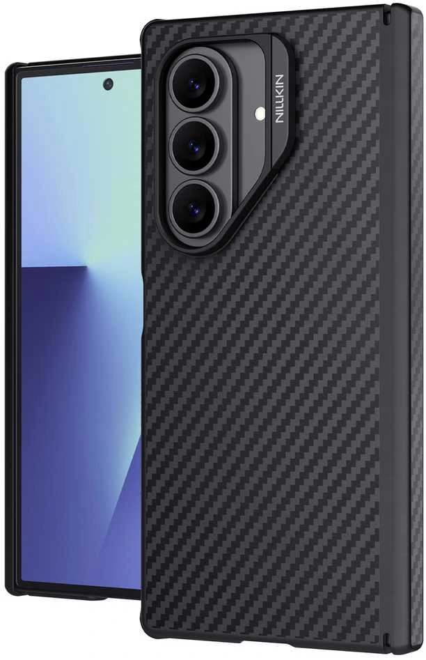Dėklas Nillkin Synthetic Fiber Pro Magnetic skirtas Samsung Galaxy Z Fold 7 suderinamas su MagSafe – juodos spalvos