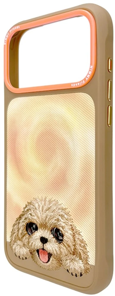 NIMMY dėklas BIG EYED LYING TEDDY POODLE, suderinamas su MagSafe, skirtas IPHONE 18 Pro Max/17 Pro Max, ruda
