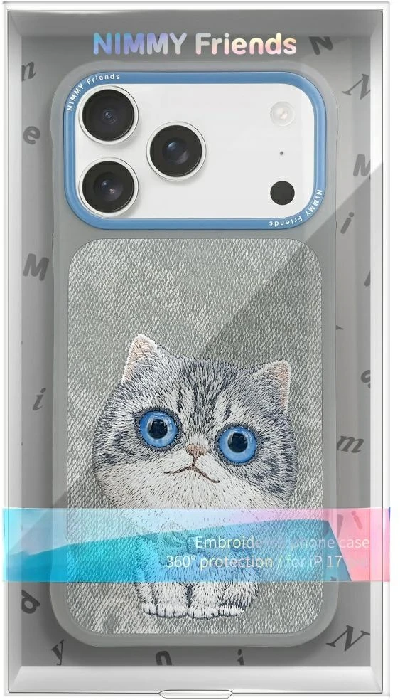 NIMMY dėklas BIG EYED PET 2.0 Cat, skirtas IPHONE 17 Pro, pilkas