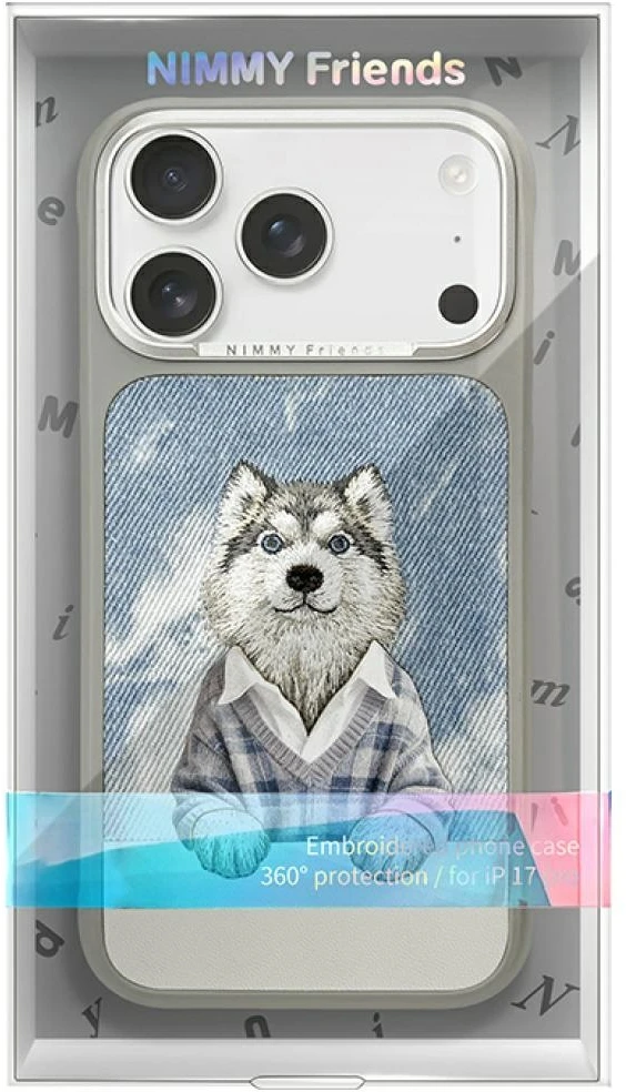 „Nimmy Gentle Pets“ serijos šunims skirtas „MagSafe“ dėklas, skirtas „iPhone 17 Pro“ – pilka