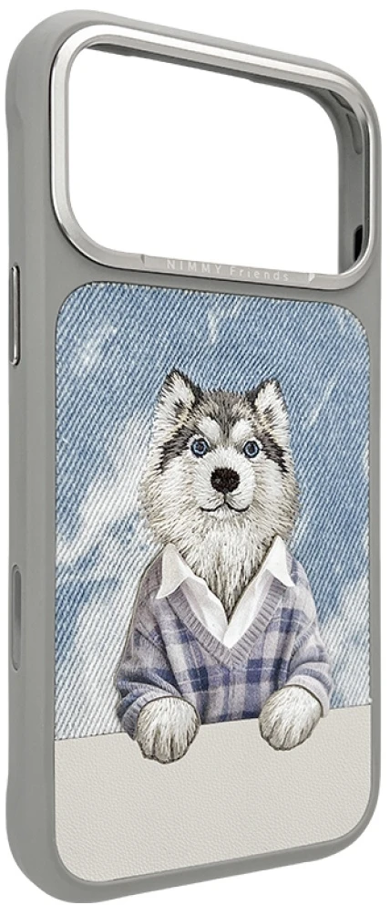 „Nimmy Gentle Pets“ serijos šunims skirtas „MagSafe“ dėklas, skirtas „iPhone 17 Pro“ – pilka