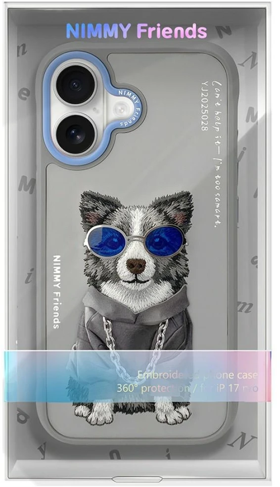 „Nimmy Glasses Cool nag“ dėklas „iPhone 17“ – pilkas