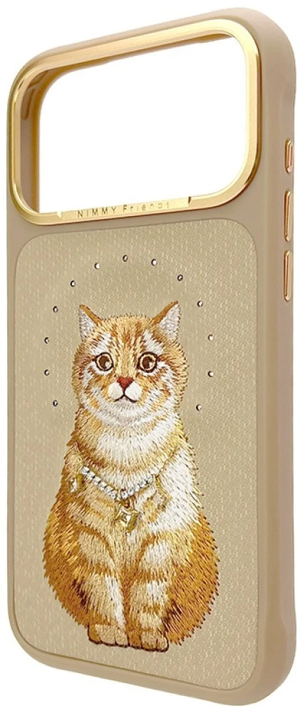 NIMMY dėklas LUCKY FASHION CAT suderinamas su MagSafe, skirtas IPHONE 18 Pro/17 Pro, ruda