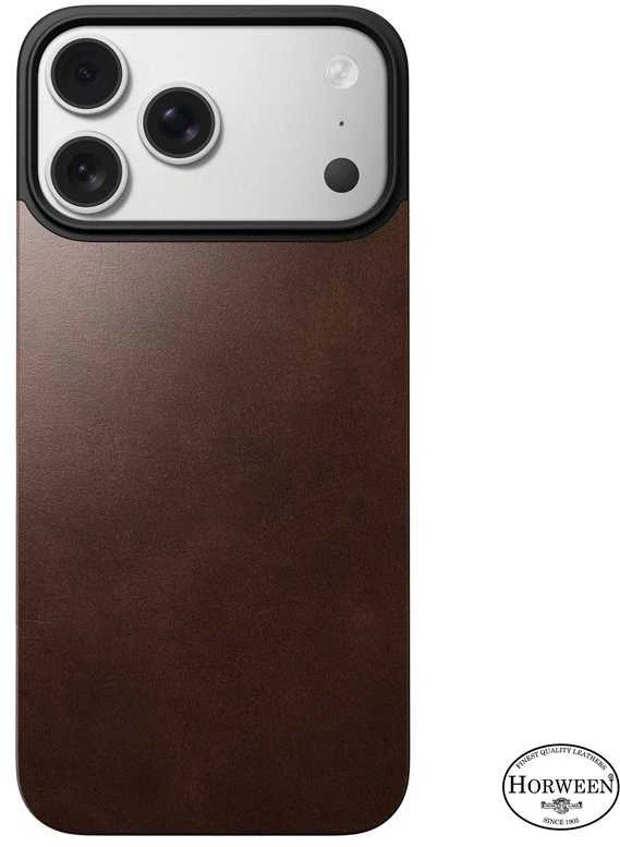 Dėklas Nomad magnetinis odinis dėklas, kaimiško stiliaus rudas (Horween), Magsafe - iPhone 17 Pro