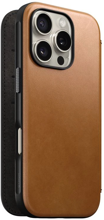 Nomad Modernus odinis dėklas, angliškas, gelsvai rudas-C spalvos – iPhone 16 Pro