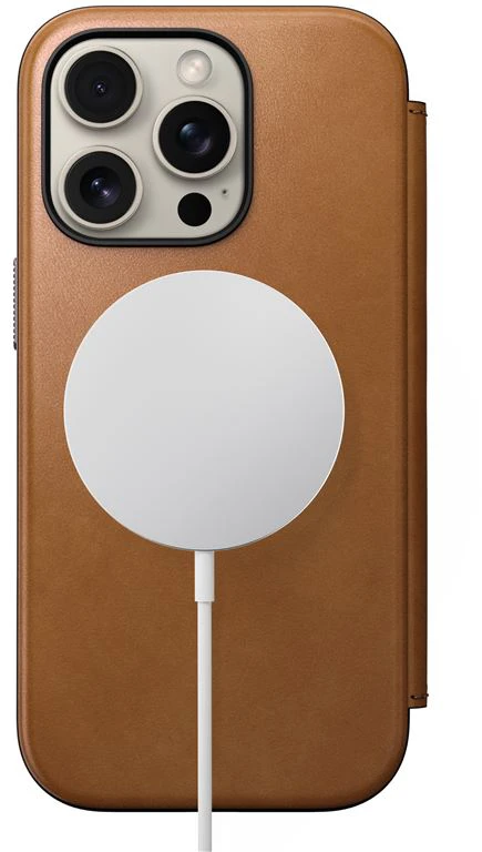 Nomad Modernus odinis dėklas, angliškas, gelsvai rudas-C spalvos – iPhone 16 Pro