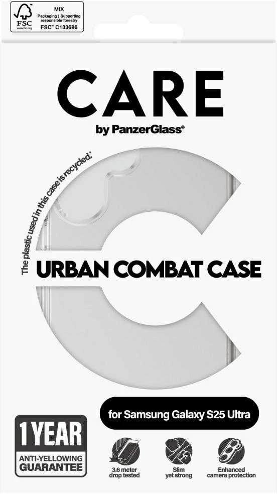 Panzer Glass CARE by PanzerGlass Flagship Case Urban Combat w. Skaidrus rėmelis Samsung Galaxy S25 Ultra, skaidrus