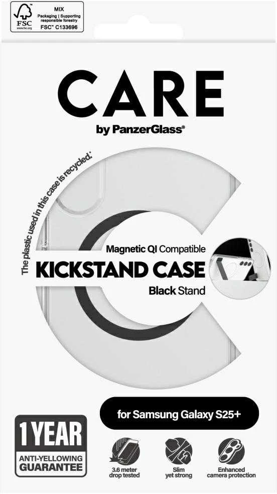 Dėklas Panzer Glass CARE by PanzerGlass Feature Juodas Kickstand & QI Samsung Galaxy S25 Plus dėkals telefonui skaidrus