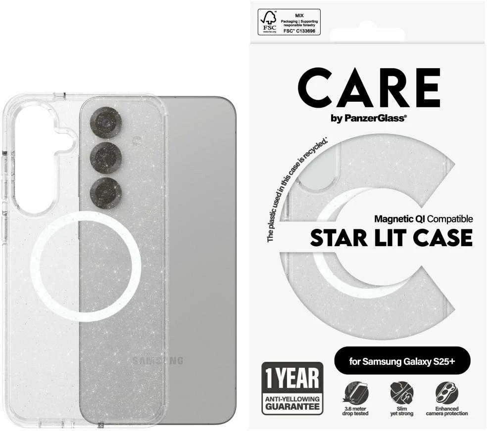 Dėklas Panzer Glass CARE iš PanzerGlass Flagship Urban Combat StarLight Baltas QI Samsung Galaxy S25 Plus skaidrus