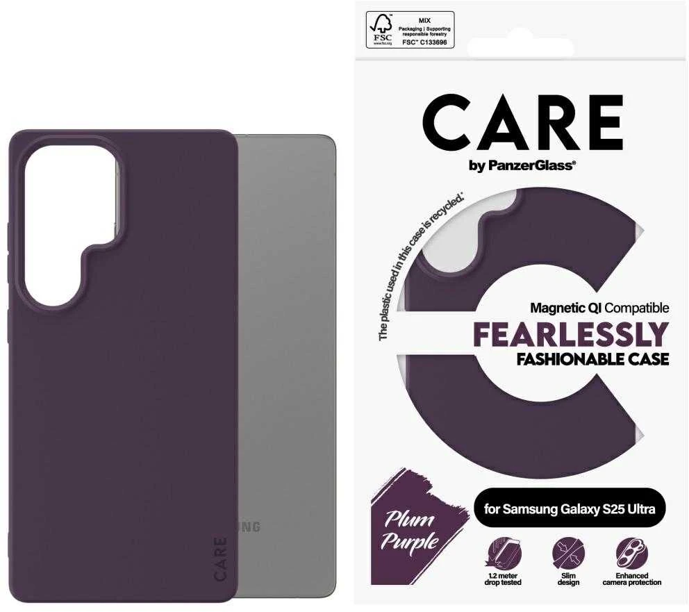 Dėklas Panzer Glass CARE by PanzerGlass Fashion QI Samsung Galaxy S25 Ultra violetinės spalvos