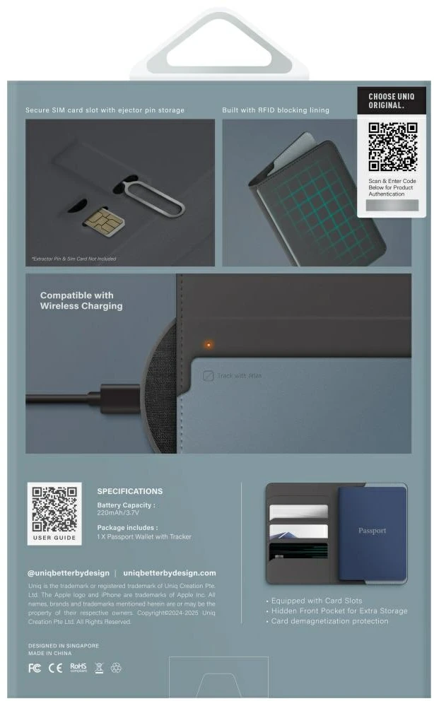 Passport Dėklas UNIQ Belmont RFID mėlynas