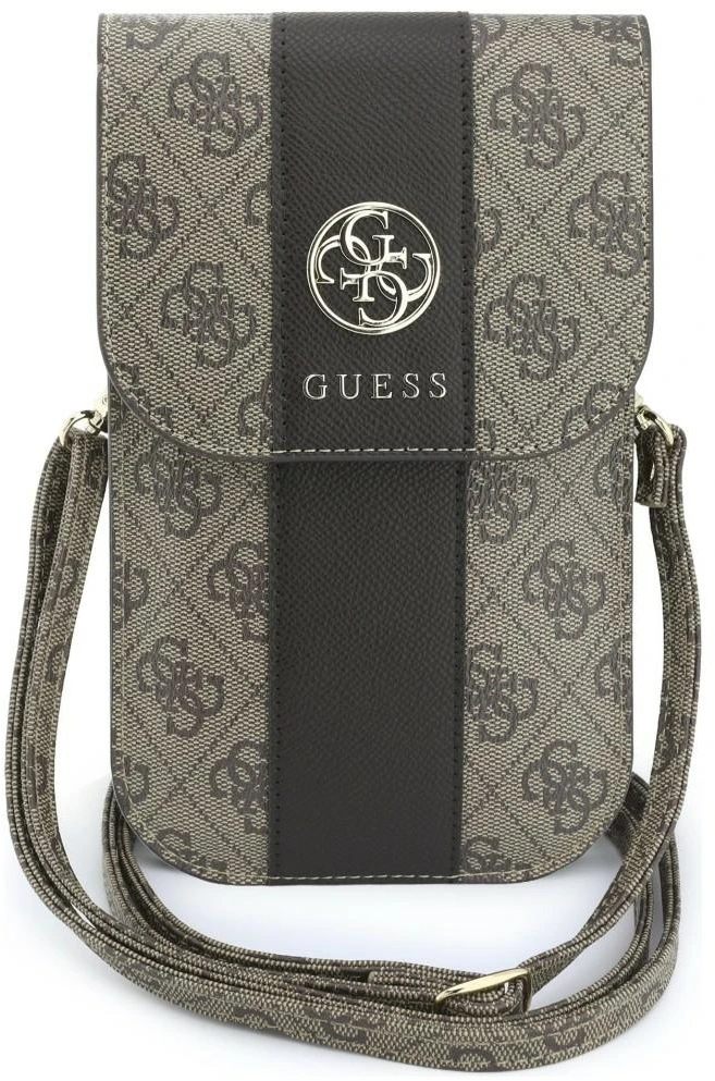 Telefonų dėklas Guess 4G & Classic Logos Stripe Strap rudas