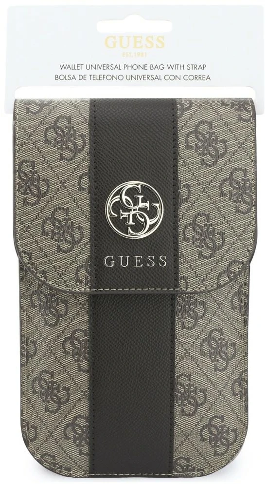 Telefonų dėklas Guess 4G & Classic Logos Stripe Strap rudas