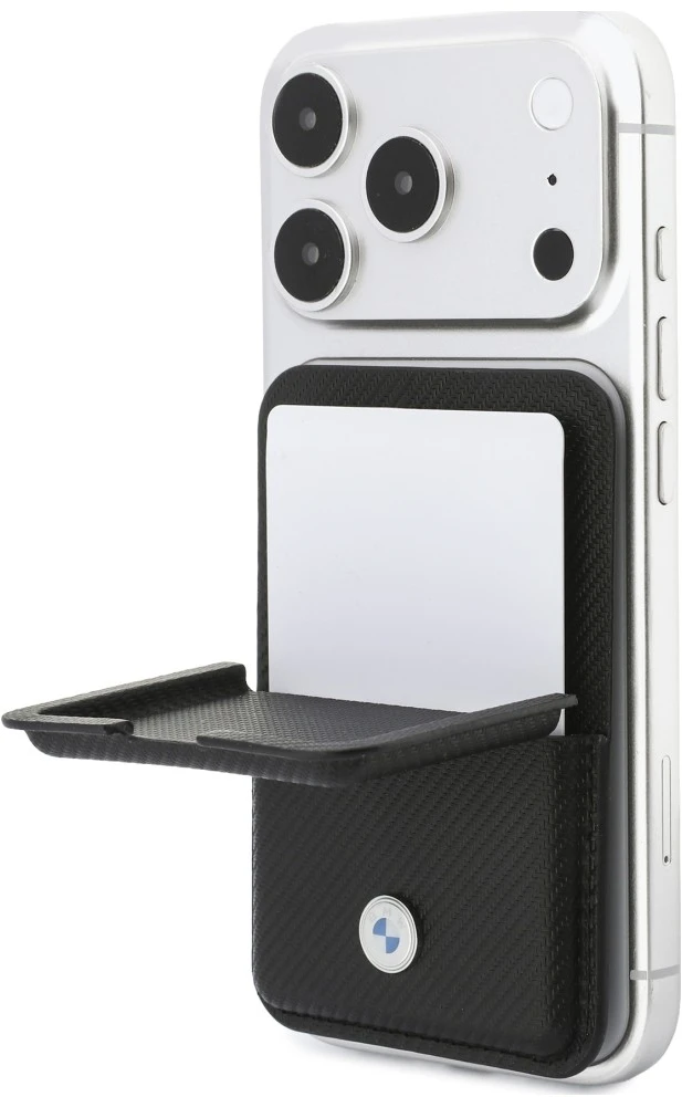 Dėklas Piniginė BMW Carbon Metal Logos MagSafe juoda