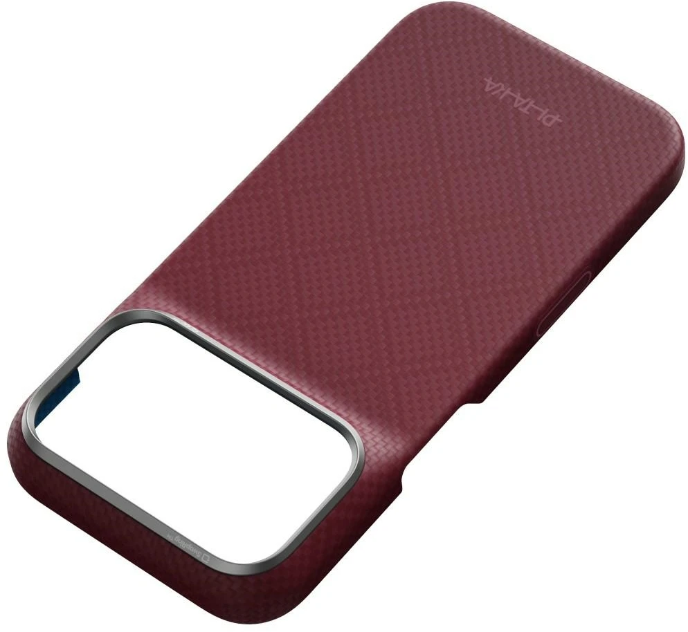 Dėklas PITAKA Edge Argyle MagSafe, skirtas iPhone 18 Pro / 17 Pro, bordo spalvos