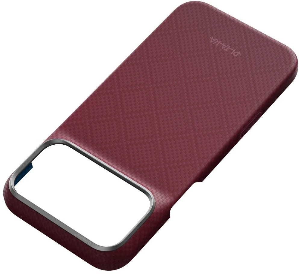 Dėklas PITAKA Edge Argyle MagSafe, skirtas iPhone 18 Pro Max / 17 Pro Max, bordo spalvos