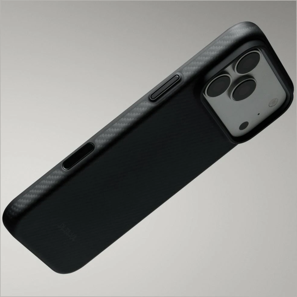 PITAKA Summa dėklas, skirtas iPhone 18 Pro / 17 Pro, juoda-pilka
