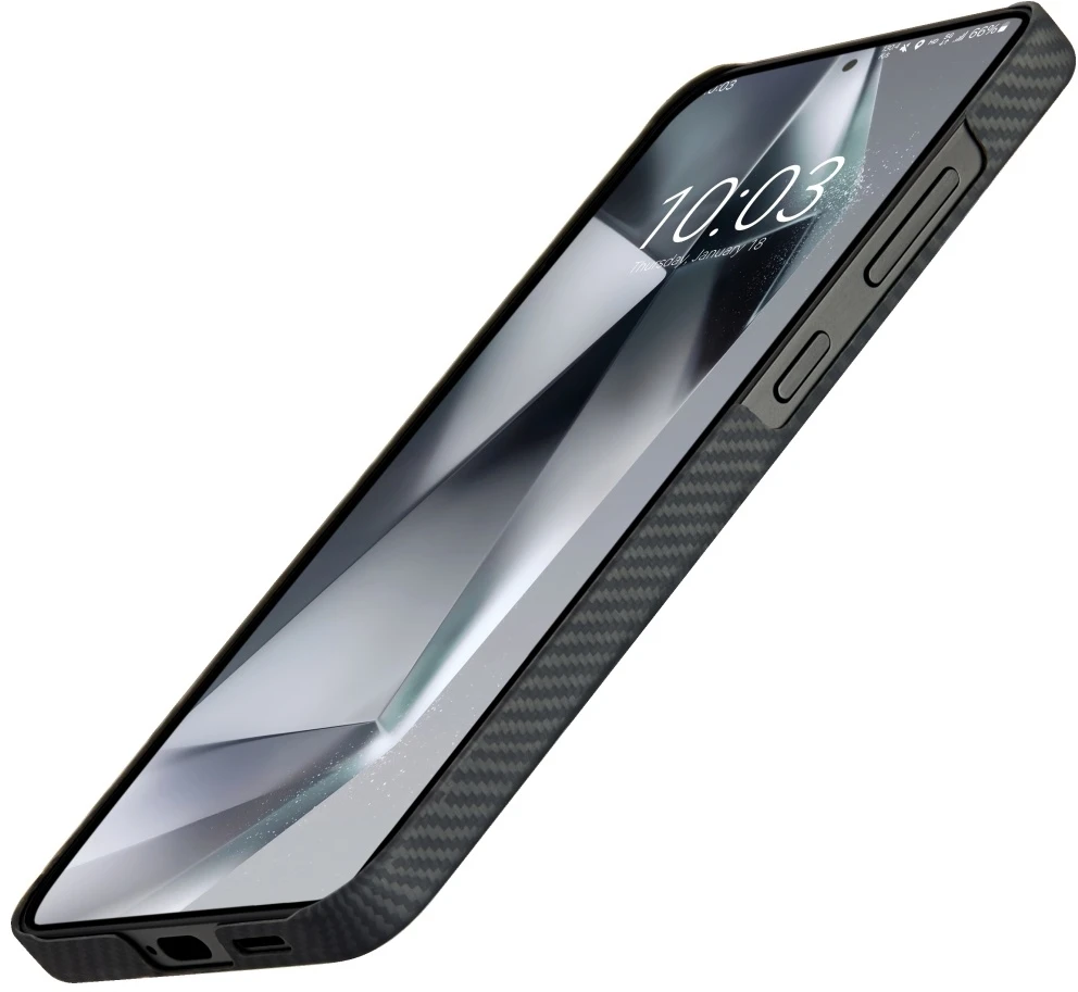 Dėklas PITAKA Ultra-Slim MagSafe, skirtas Samsung Galaxy S25, juodas pilkas
