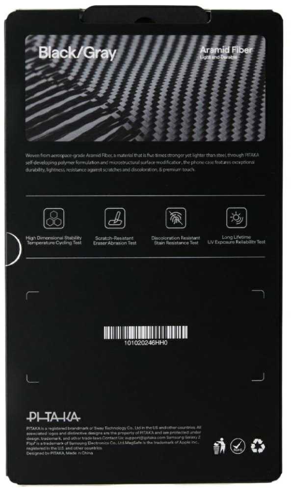 Dėklas PITAKA Ultra-Slim MagSafe skirtas Samsung Galaxy Z Flip7 juodos ir pilkos spalvos