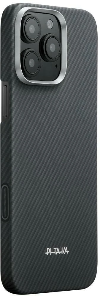 Dėklas PITAKA Ultra-Slim PitaTap MagSafe skirtas Apple iPhone 16 Pro juoda pilka