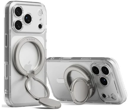 Dėklas Ringke Dual Magnetic Holder Ring Satin Sidabrinis
