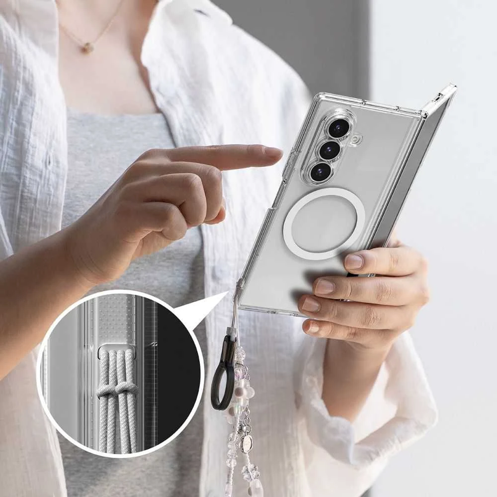 „Ringke Fusion“ magnetinis „MagSafe“ dėklas „Samsung Galaxy Z Fold 7“, skaidrus